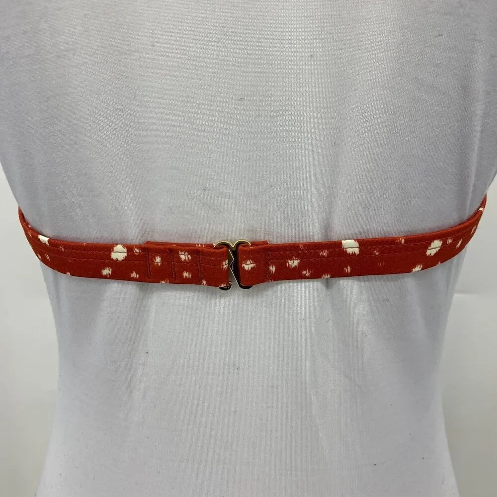 Chelsea28 Red Elevated Triangle Bikini Top Womens M Medium Padded Halter Tie